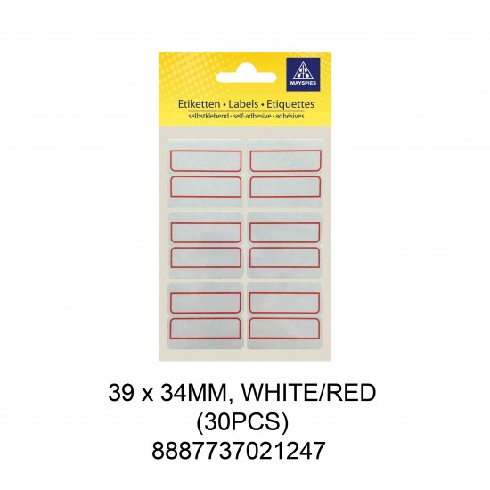 MAYSPIES MS-FLAG WITH PERFORATION COLOUR LABEL / 5 SHEETS/PKT / 45PCS / 39X34MM WHITE/RED
